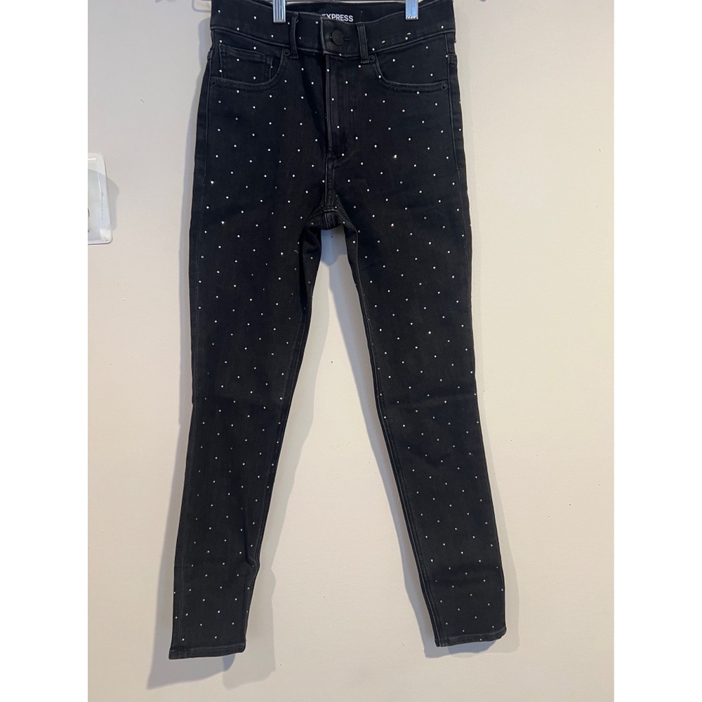 EXPRESS HIGH RISE RHINESTONE  STUDDED ANKLE LEGGINGS JEANS